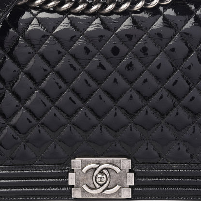 Chanel Distressed Patent Quilted New Medium Boy Flap Black 9 of 9