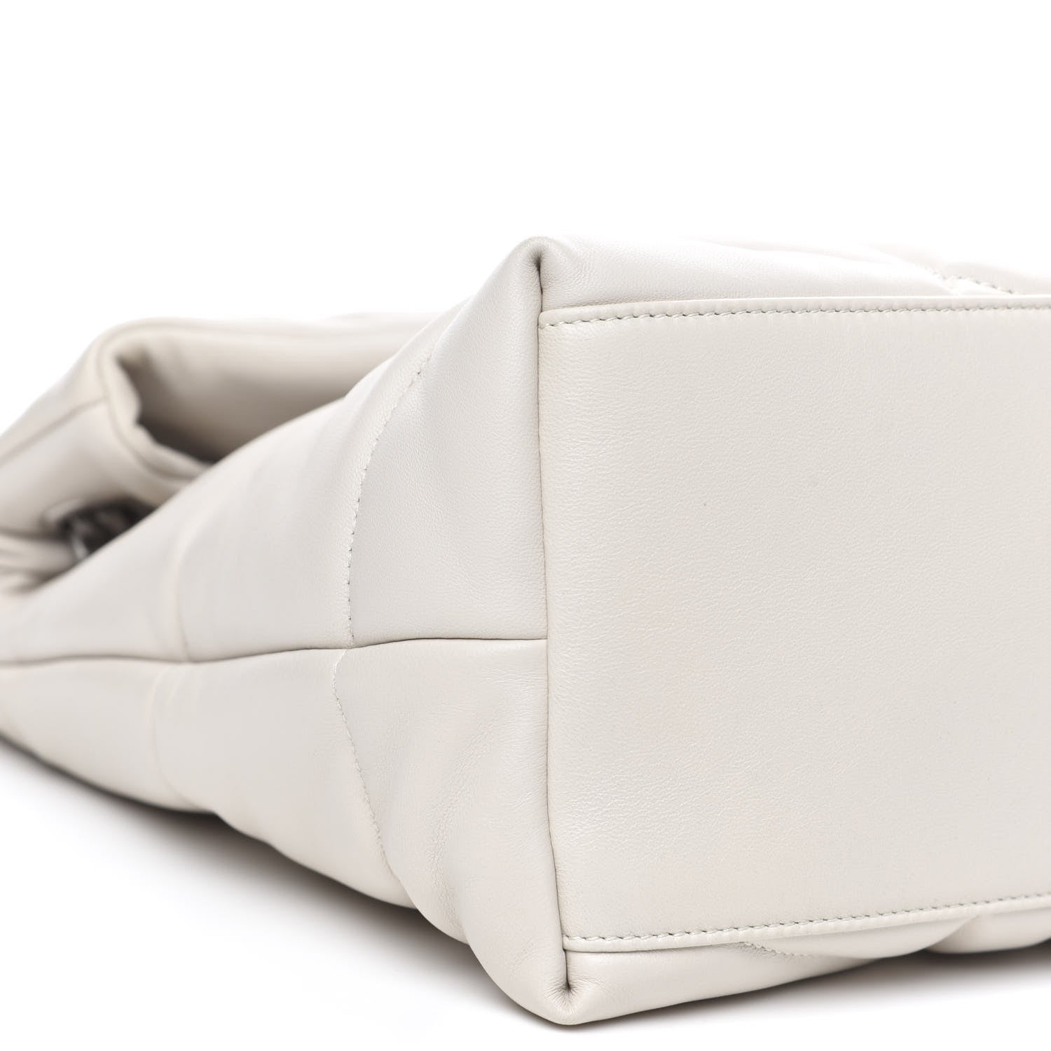 Saint Laurent Lambskin Quilted Medium Loulou Puffer Monogram Chain Satchel Blanc Vintage 8 of 11