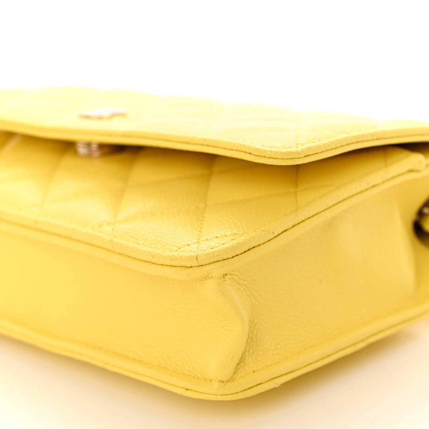 Caviar Quilted Wallet on Chain WOC Yellow