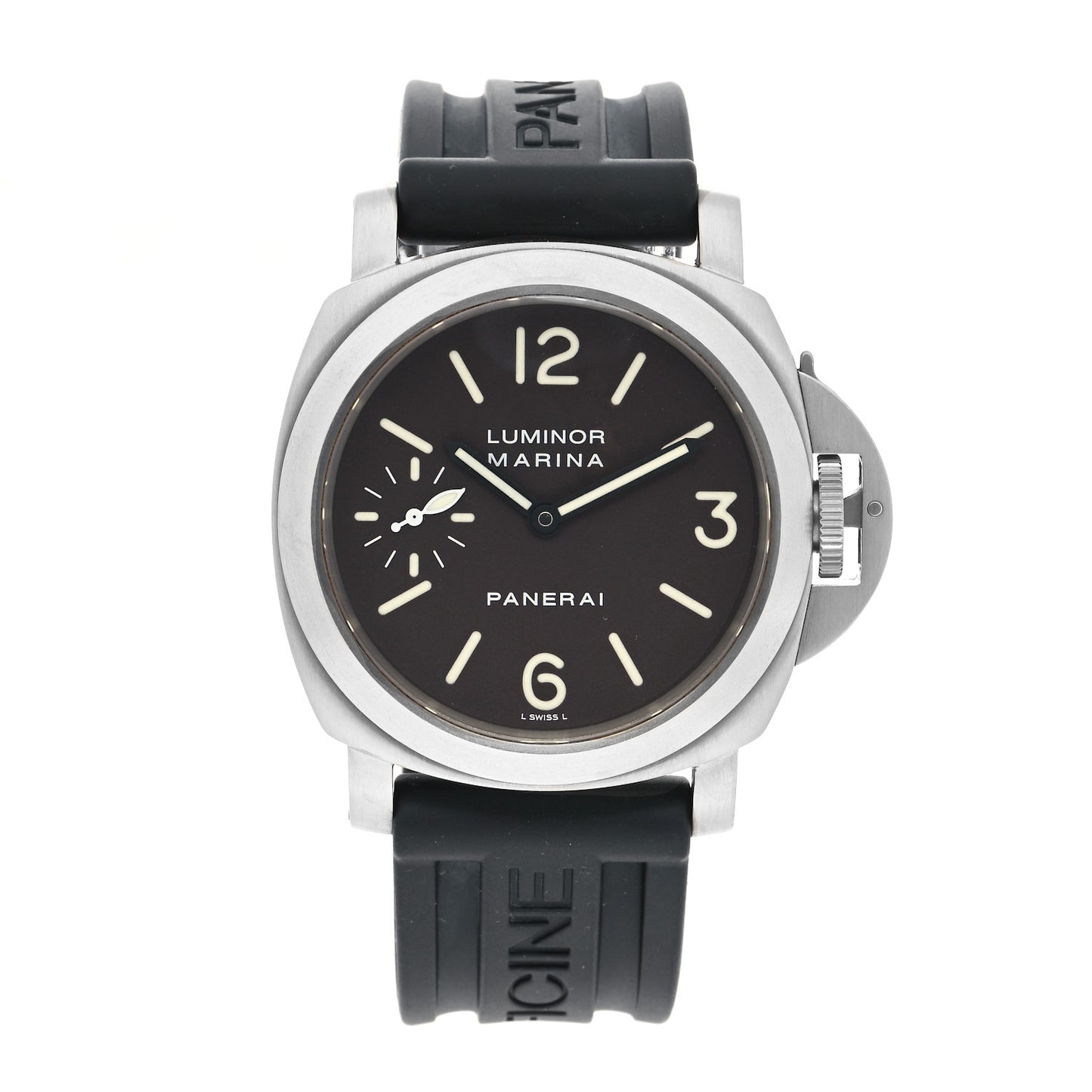 Stainless Steel Rubber 44mm Luminor Marina Manual Winding Watch Black PAM00061