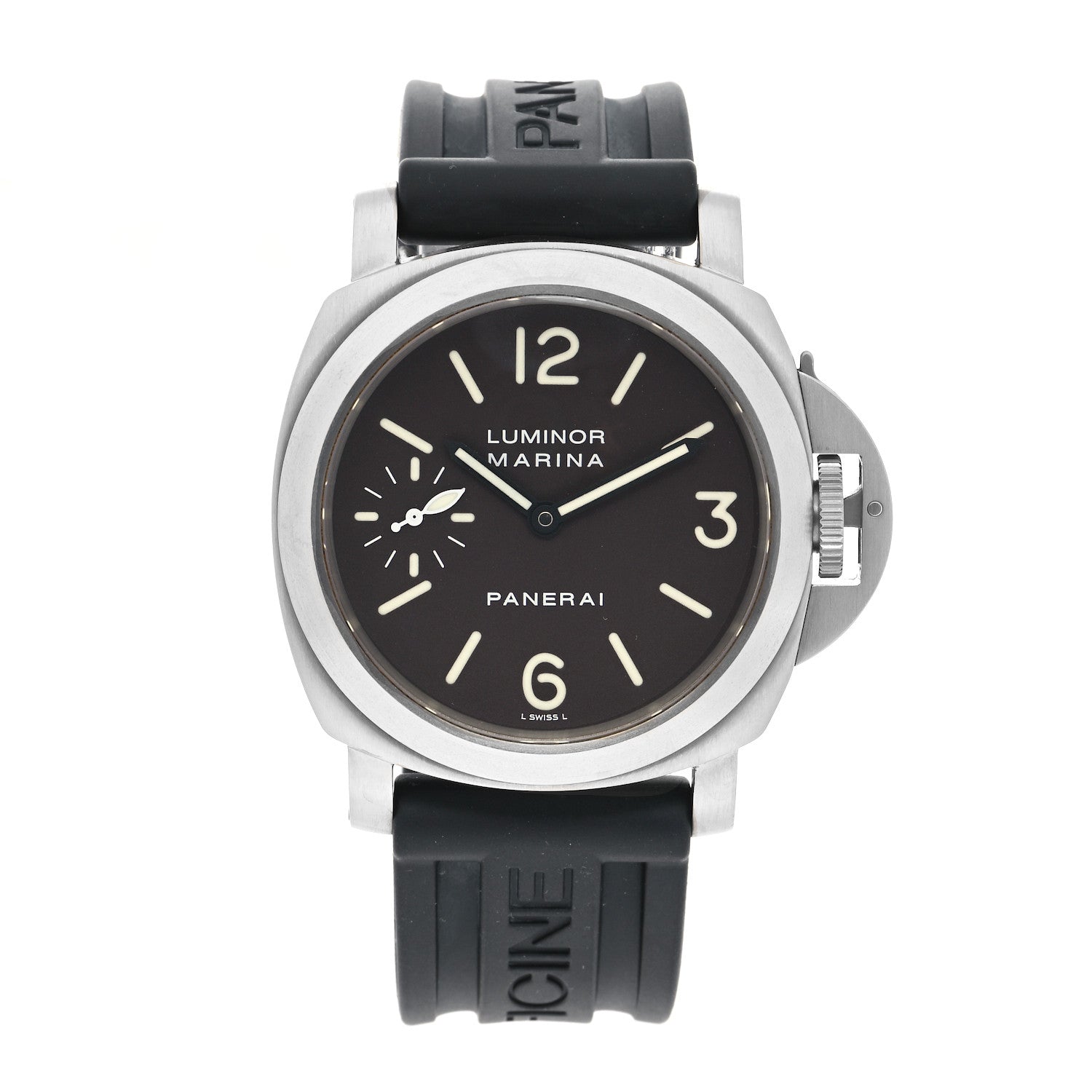 Panerai Stainless Steel Rubber 44mm Luminor Marina Manual Winding Watch Black PAM00061 1 of 5