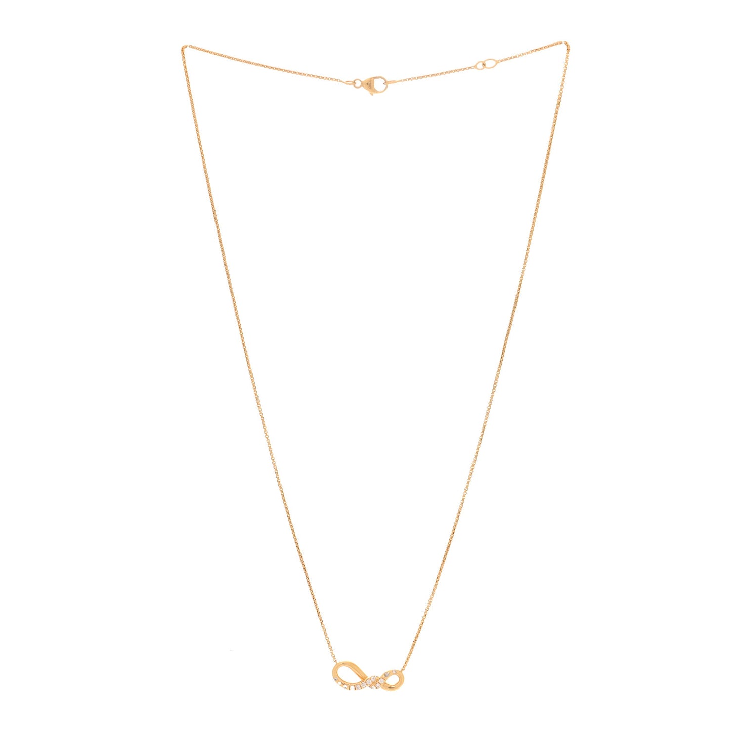 18K Yellow Gold Diamond Infinity Twist Pendant Necklace