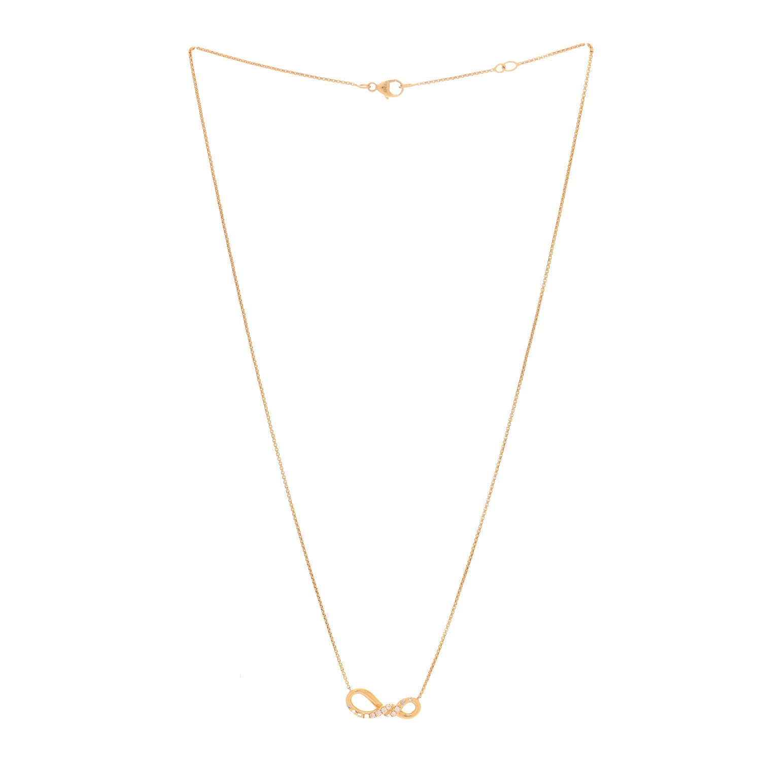 David Yurman 18K Yellow Gold Diamond Infinity Twist Pendant Necklace 3 of 5
