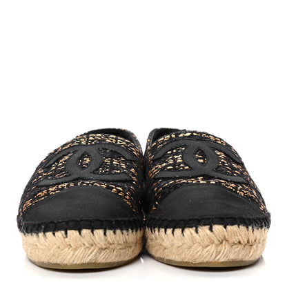 Chanel Metallic Tweed Grosgrain CC Espadrilles 36 Gold Black 2 of 4