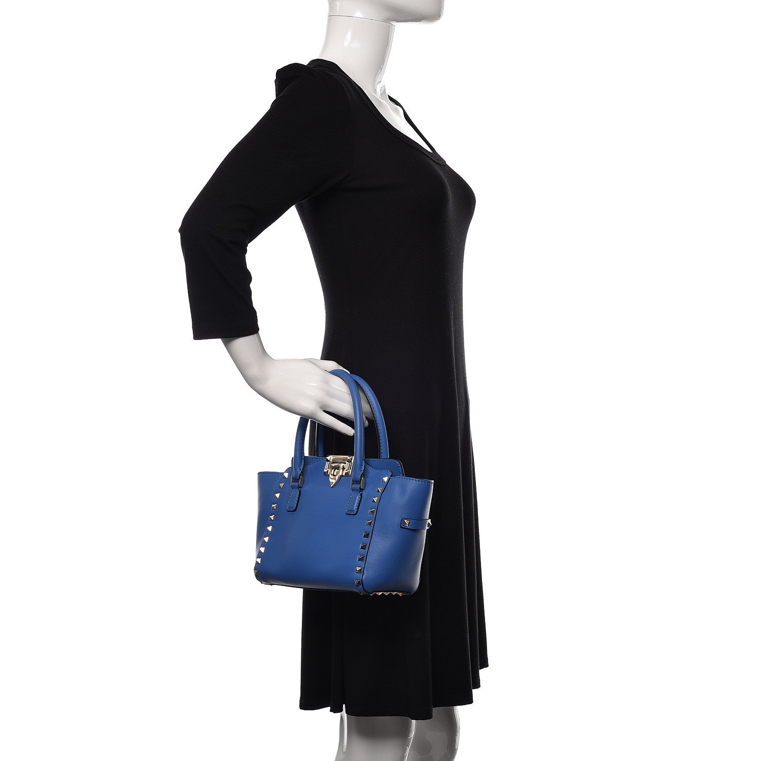 Valentino Garavani Vitello Mini Rockstud Double Handle Tote Light Sapphire 2 of 11