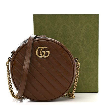 Gucci Azalea Calfskin Matelasse Diagonal Mini GG Marmont Round Shoulder Bag Cuir 11 of 11