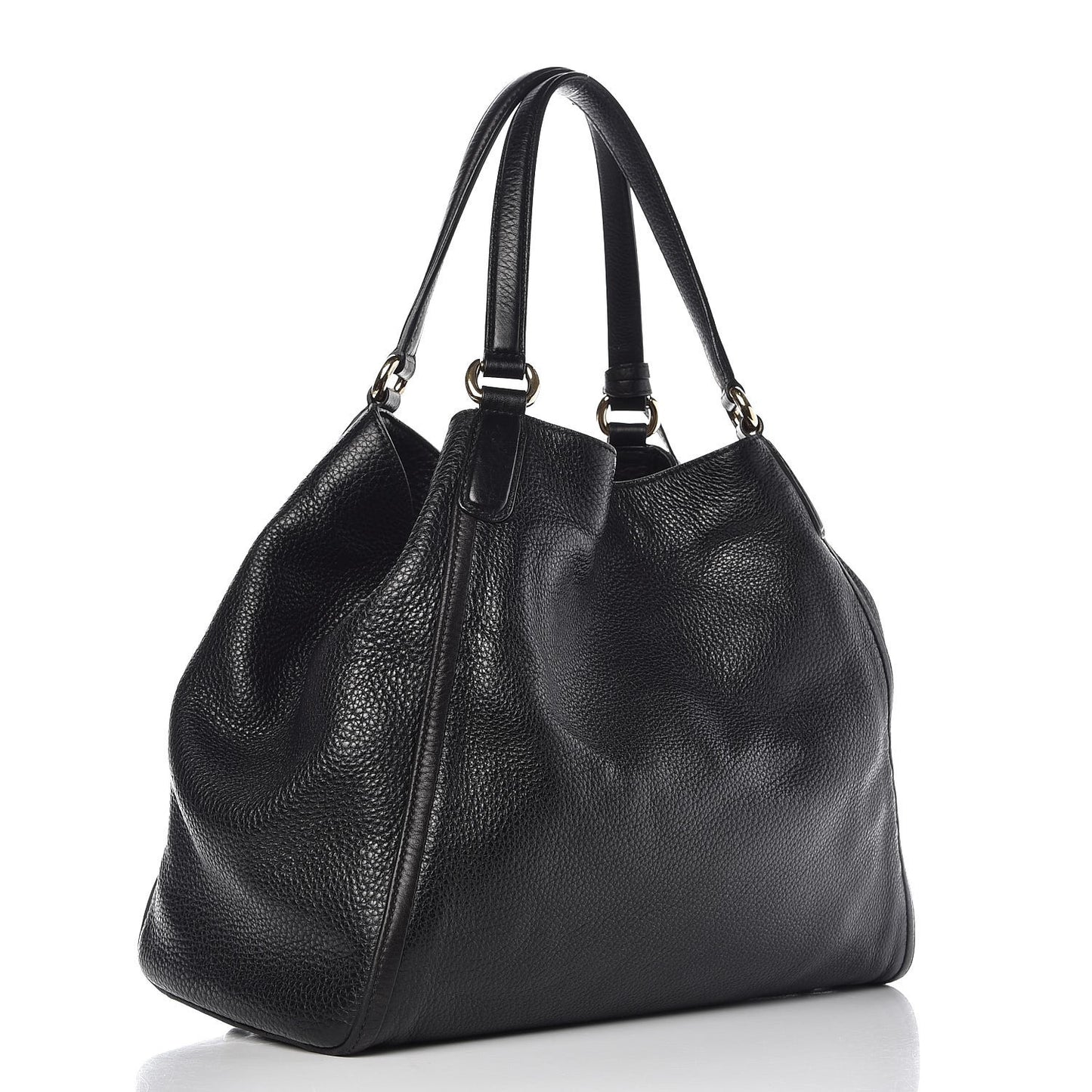Pebbled Calfskin Medium Soho Shoulder Bag Black