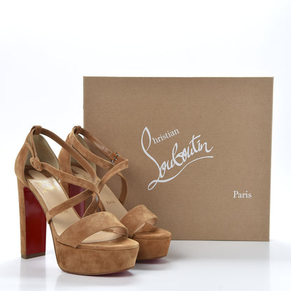 Christian Louboutin Veau Velours Loubi Bee Alta 130 Sandals 39 Cafe Creme 9 of 9