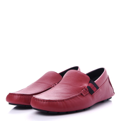 Gucci Calfskin Web Mens Driver Loafers 6.5 Red 3 of 11
