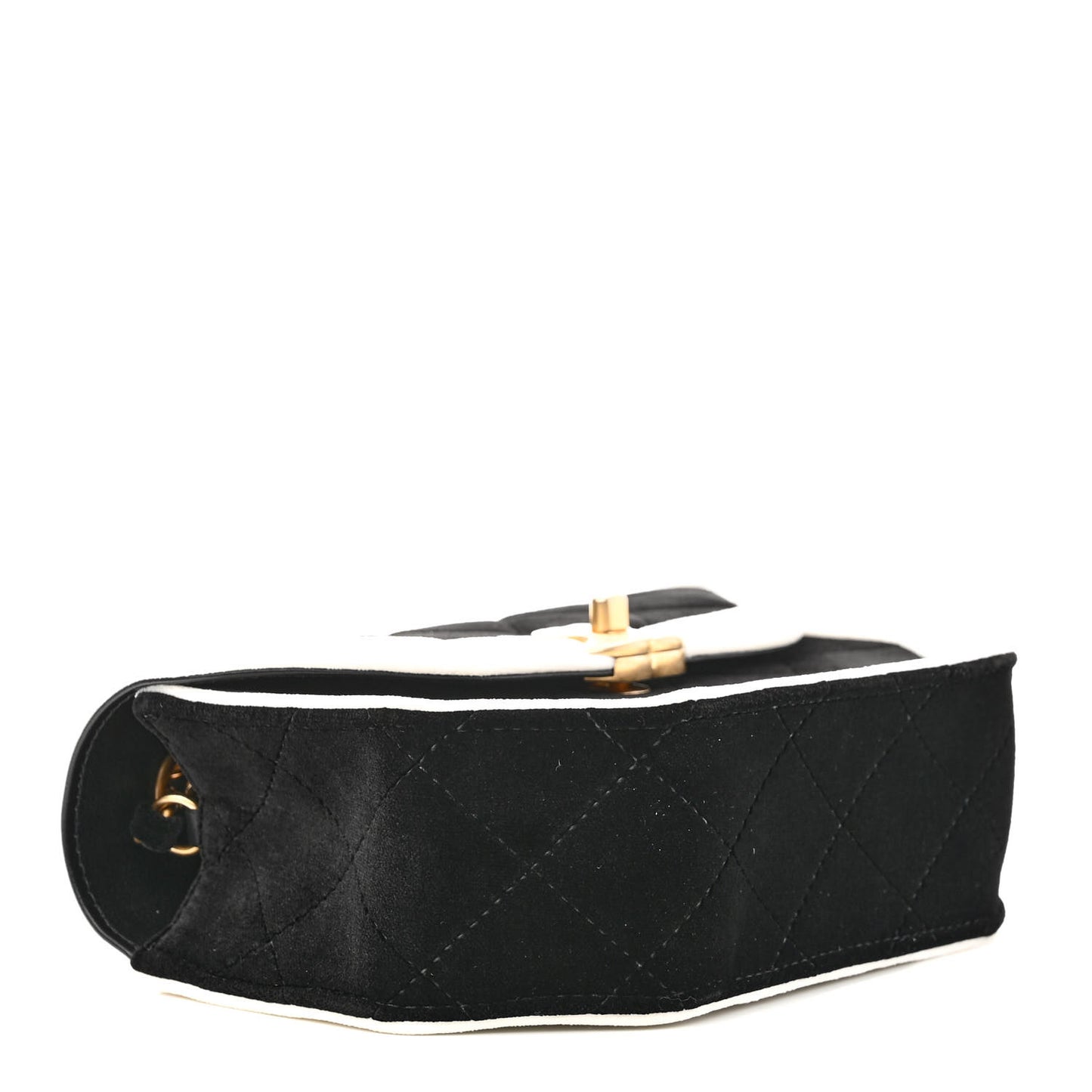 Velvet Quilted Mini Place Vendome Flap Black White