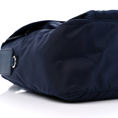 Prada Nylon Vela Saffiano Single Buckle Messenger Shoulder Bag Blue Black 7 of 8