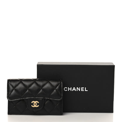 Chanel Lambskin Quilted Flap Card Holder Wallet Black 9 of 9