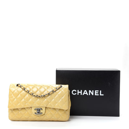 Chanel Crinkled Patent Quilted Medium Double Flap Light Beige 11 of 11