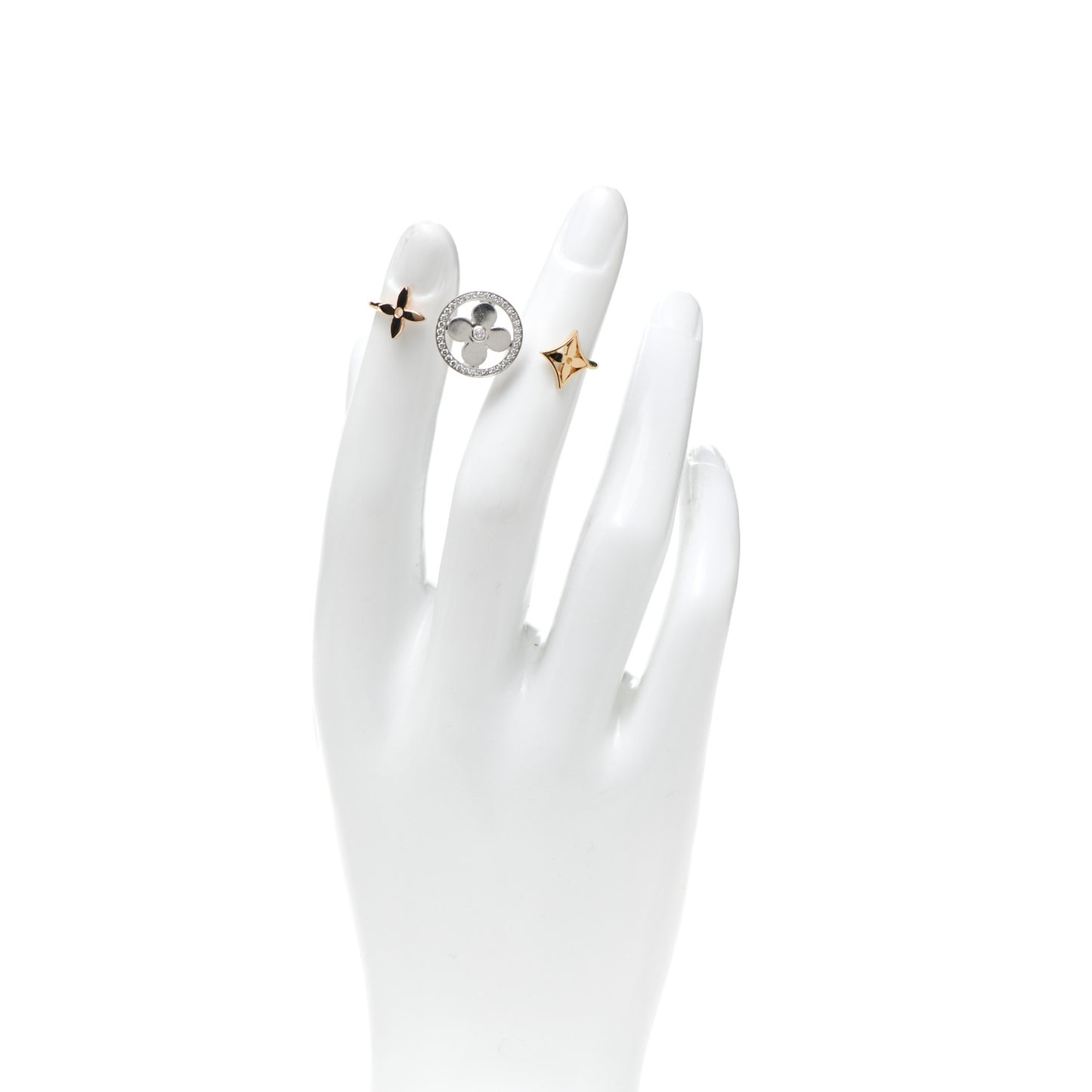 18K Yellow Pink White Gold Diamond Idylle Blossom Double Ring 52 6