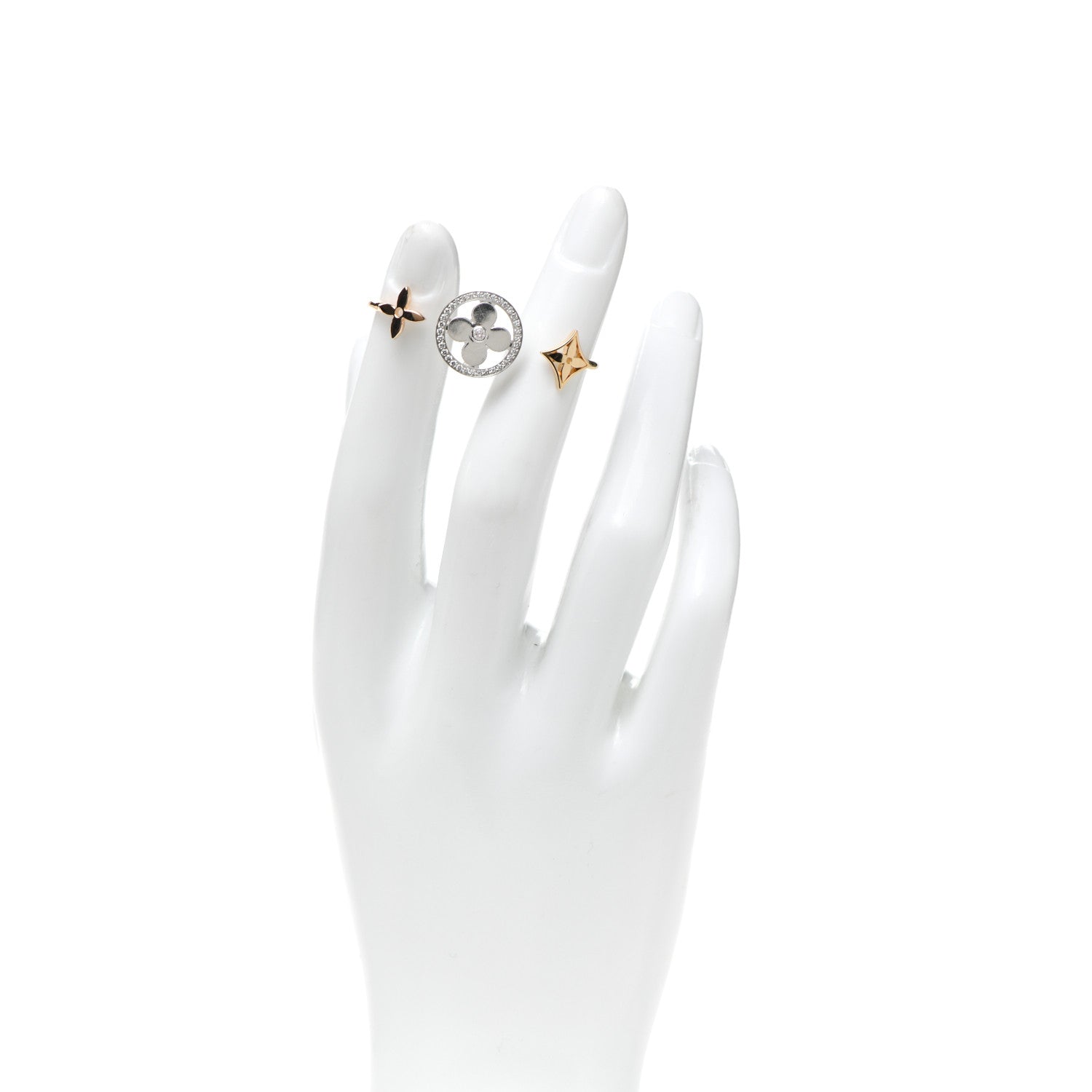 Louis Vuitton 18K Yellow Pink White Gold Diamond Idylle Blossom Double Ring 52 6 2 of 4
