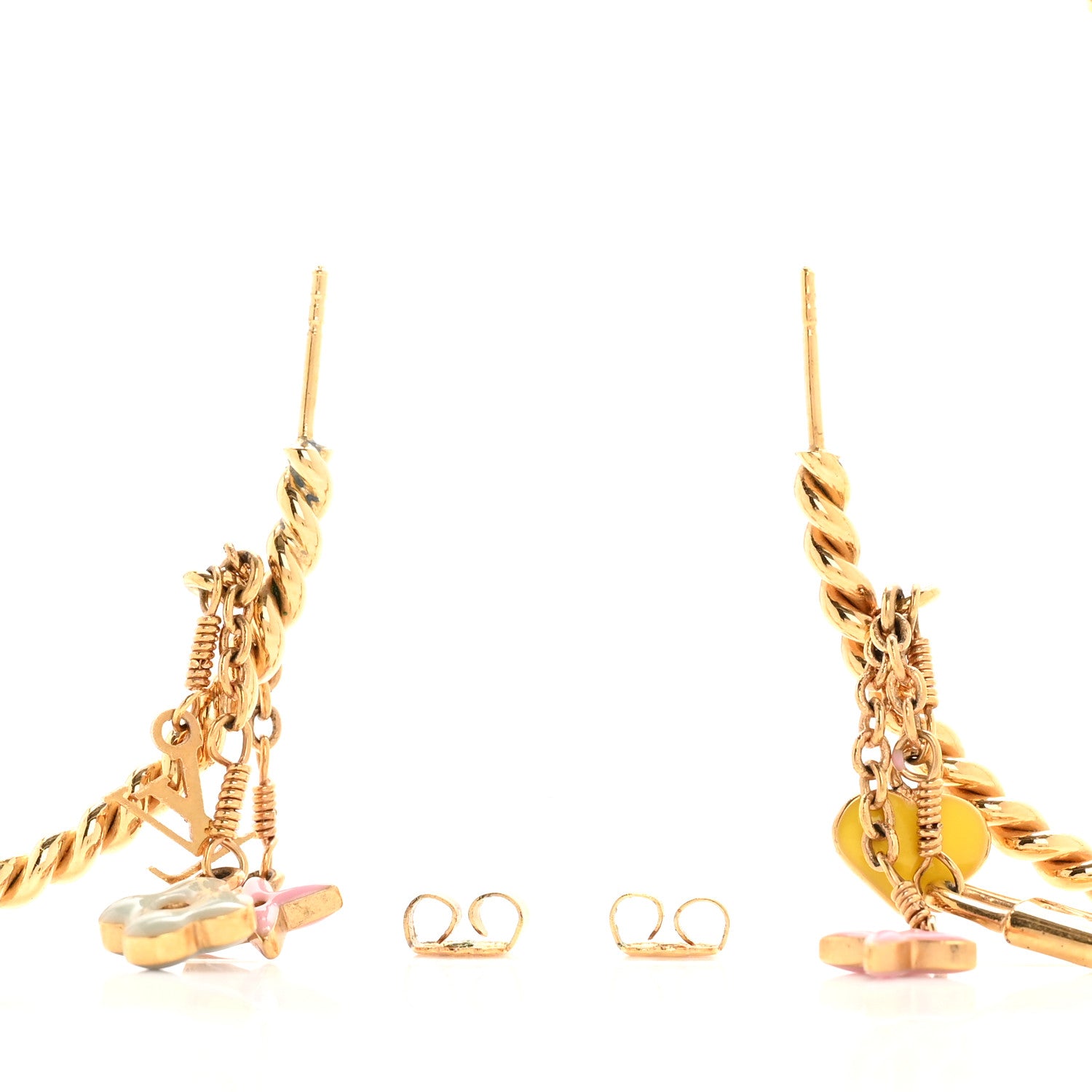 Louis Vuitton Sweet Monogram Creole Hoop Earrings Gold 3 of 5