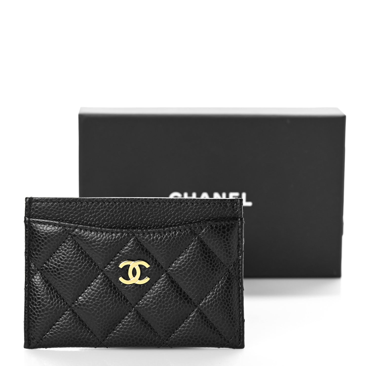 Caviar Quilted Card Holder Black