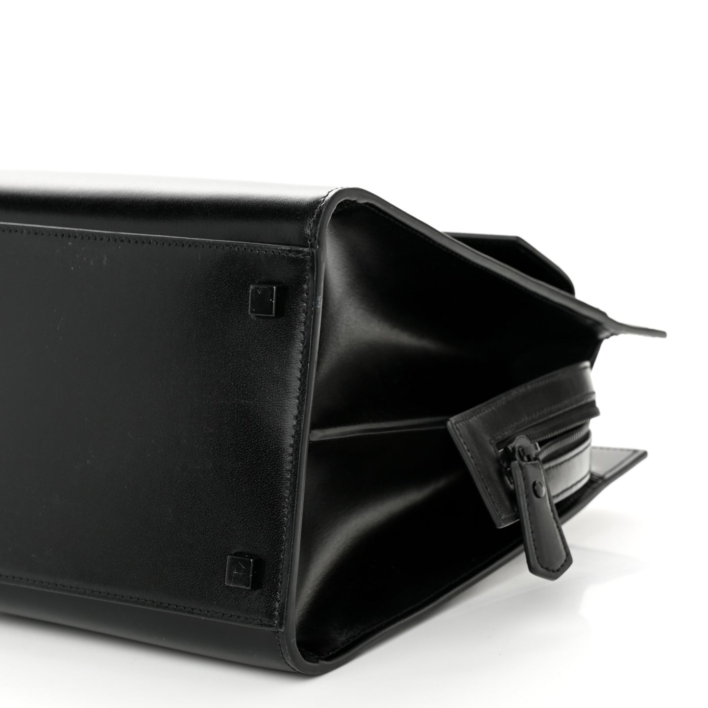 Shiny Calfskin Medium Uptown Tote Black