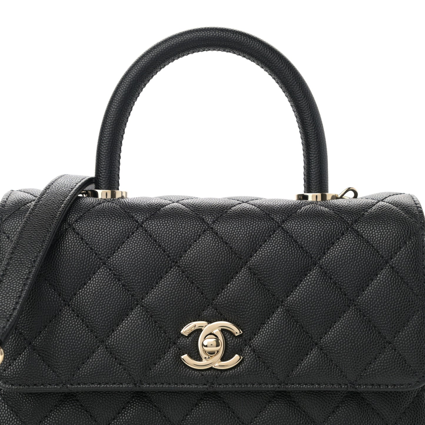 Caviar Quilted Mini Coco Handle Flap Black