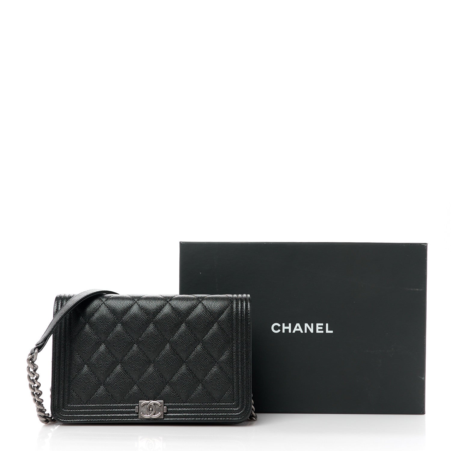Chanel Caviar Quilted Boy Wallet On Chain WOC Black 13 of 13