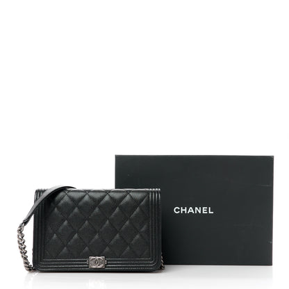 Chanel Caviar Quilted Boy Wallet On Chain WOC Black 13 of 13