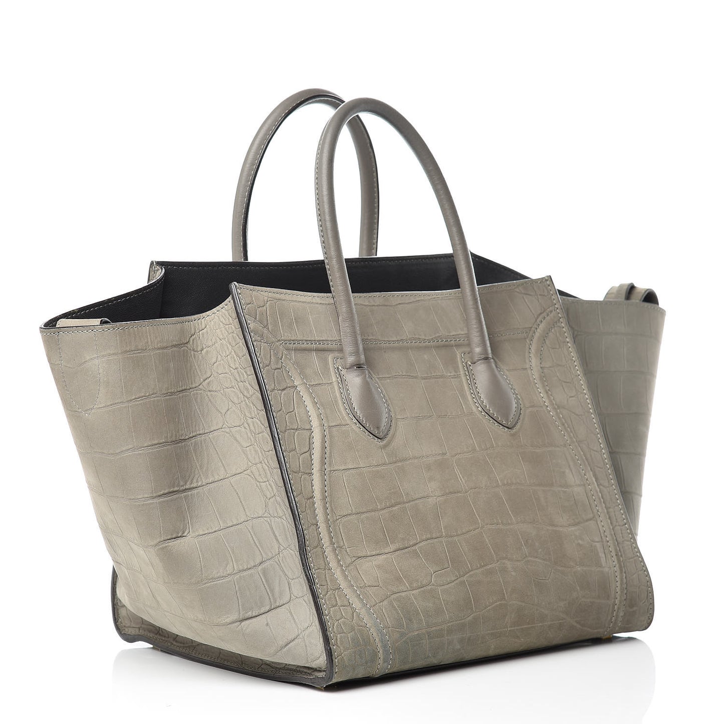 Crocodile Embossed Nubuck Medium Phantom Luggage Grey