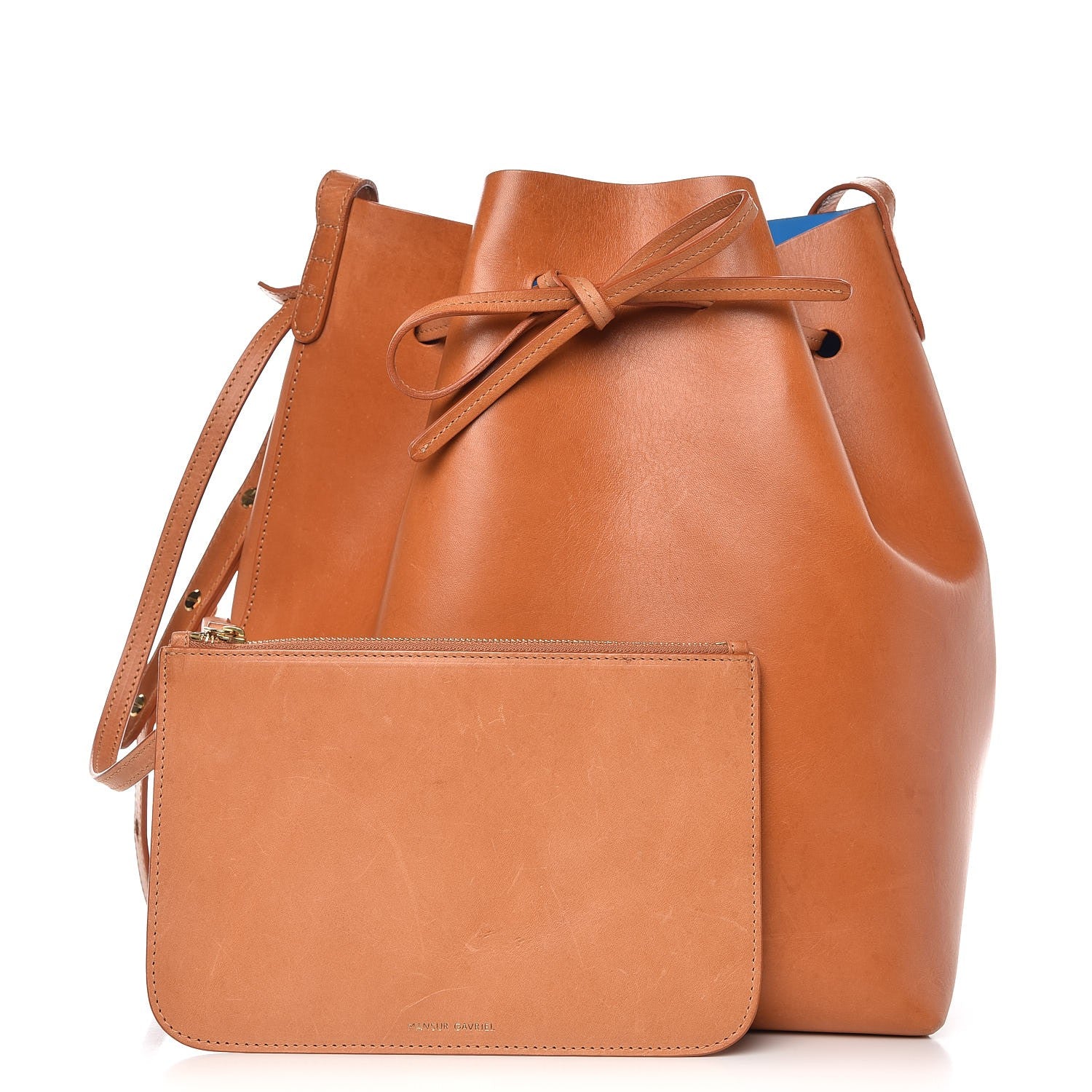 Mansur Gavriel Vegetable Tanned Calfskin Bucket Bag Cammello Azzurro 1 of 15