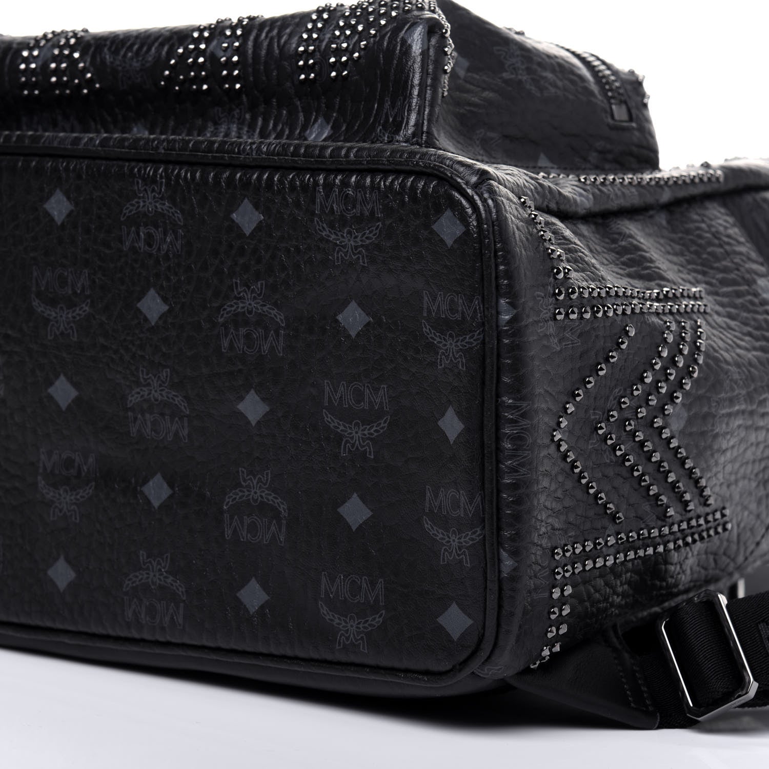 MCM Visetos Studded Medium Stark Gunta Backpack Black 10 of 15
