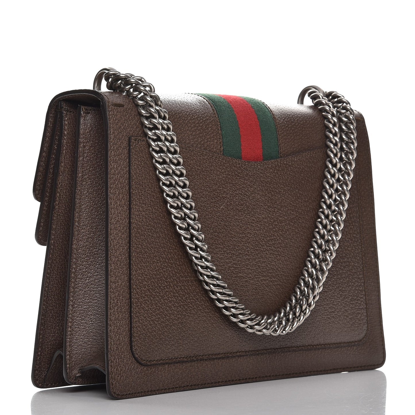 Textured Calfskin Web Medium Dionysus Shoulder Bag New Acero