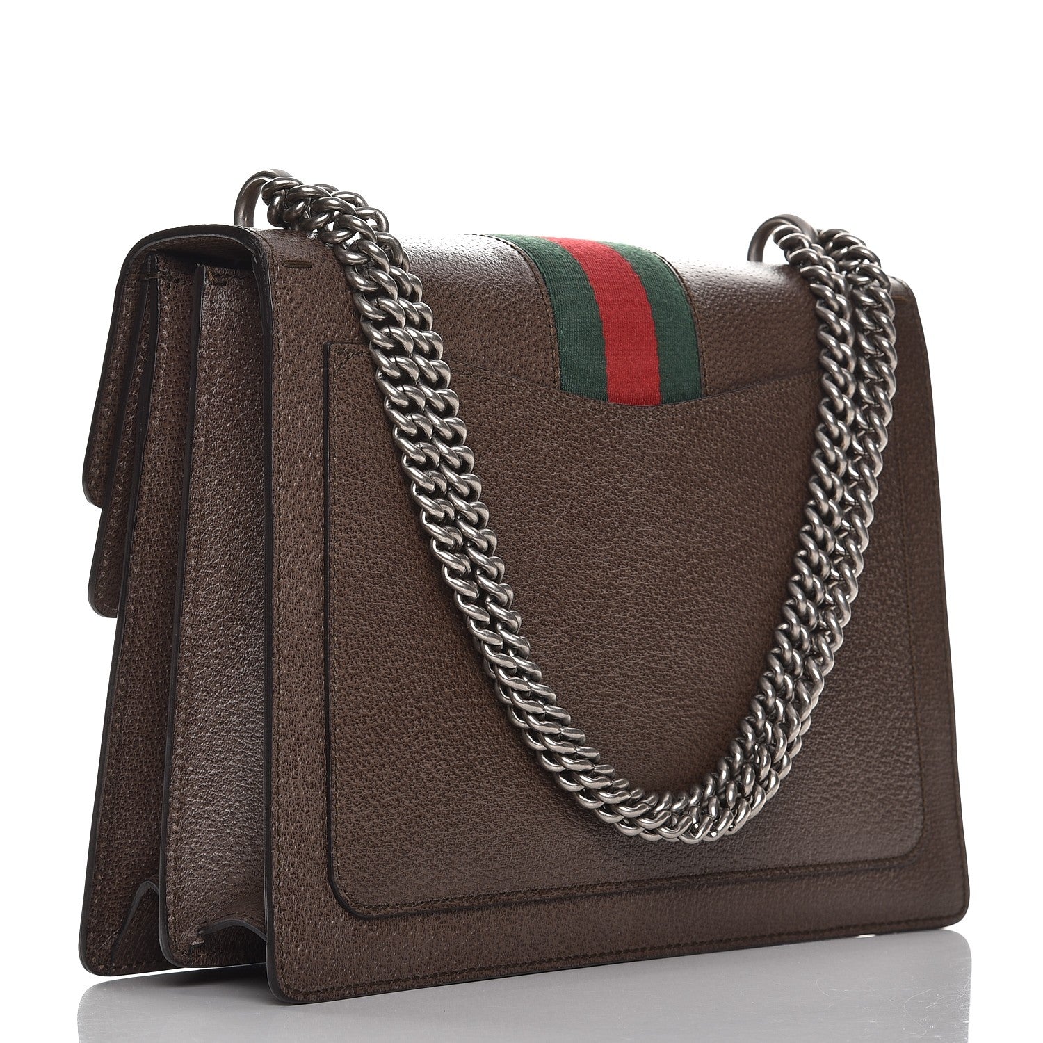 Gucci Textured Calfskin Web Medium Dionysus Shoulder Bag New Acero 3 of 7