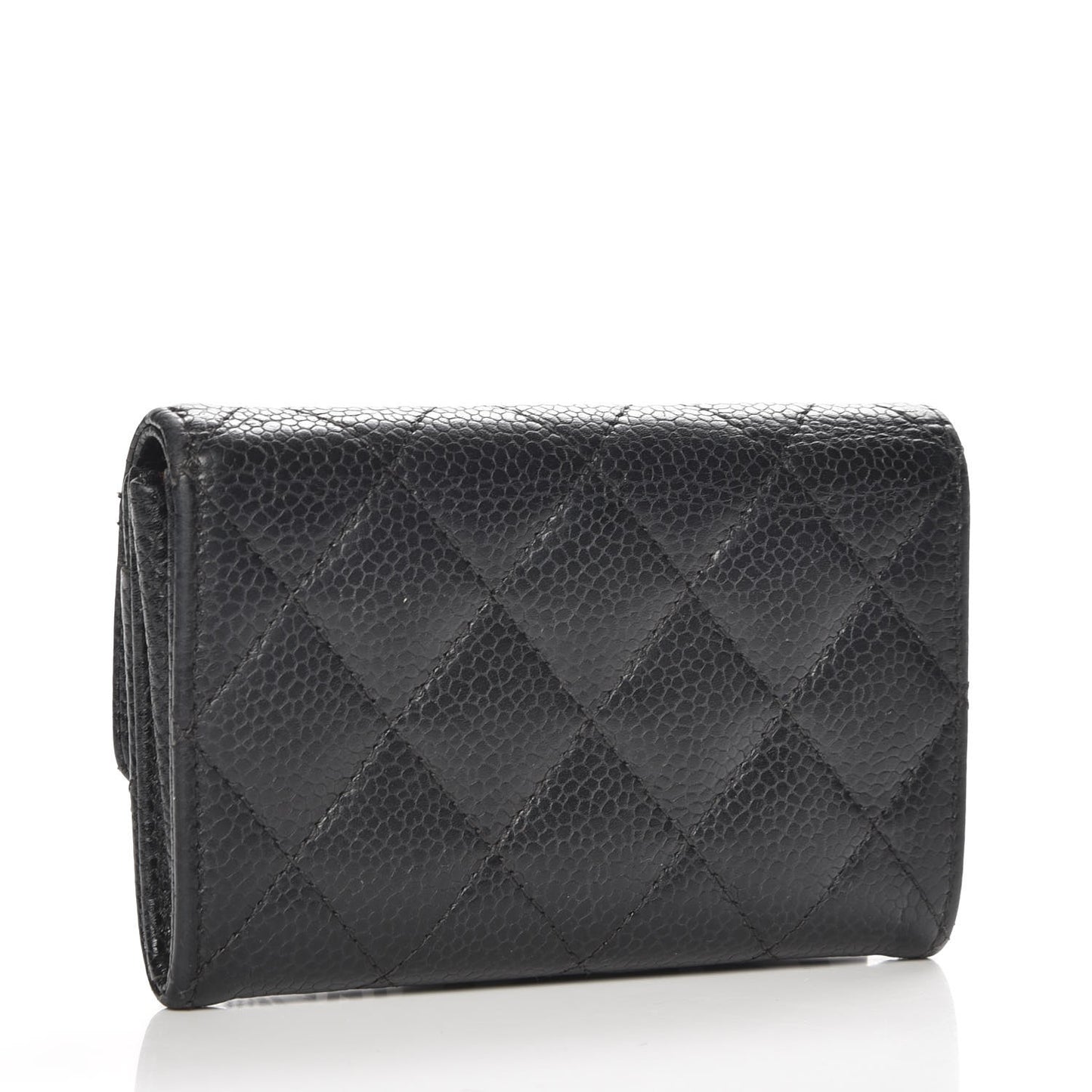 Caviar Quilted Flap Card Holder Black