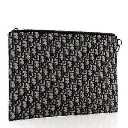 Christian Dior Oblique A4 Flat Pouch Clutch Blue 3 of 6