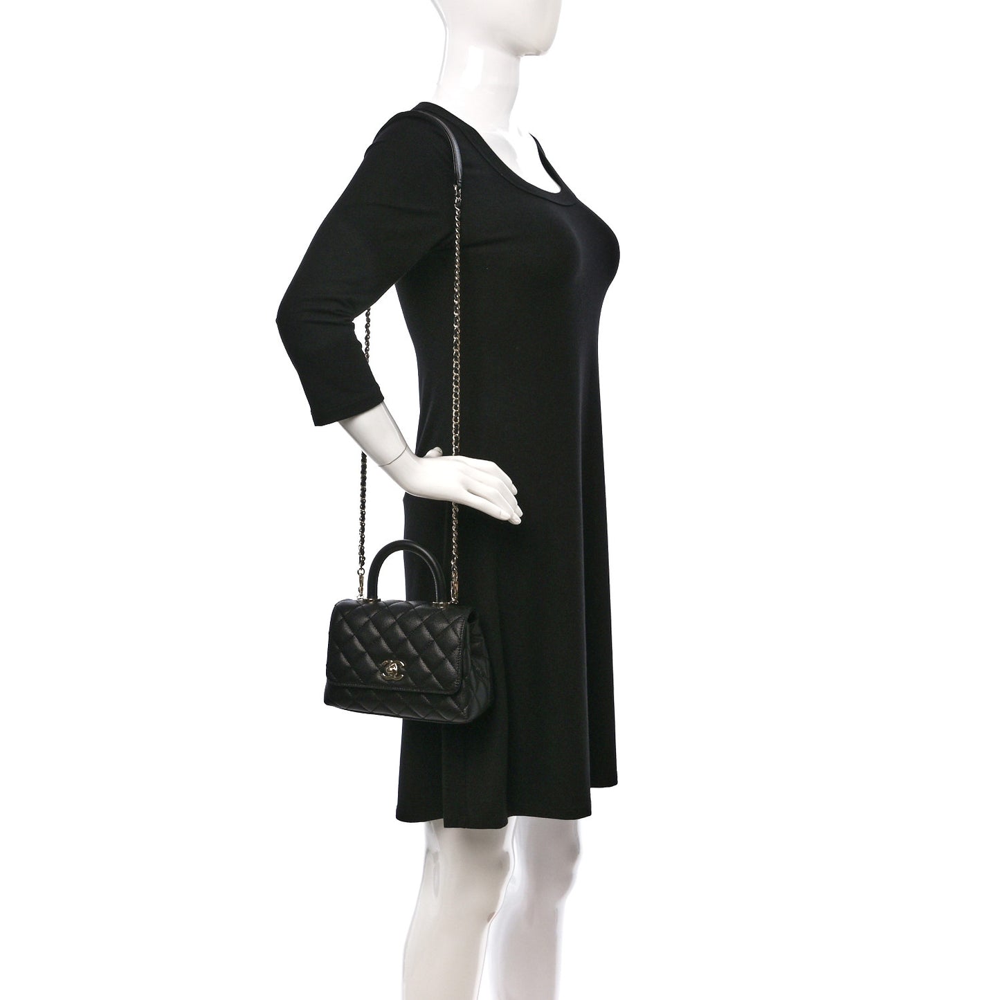 Caviar Quilted Extra Mini Coco Handle Flap Black