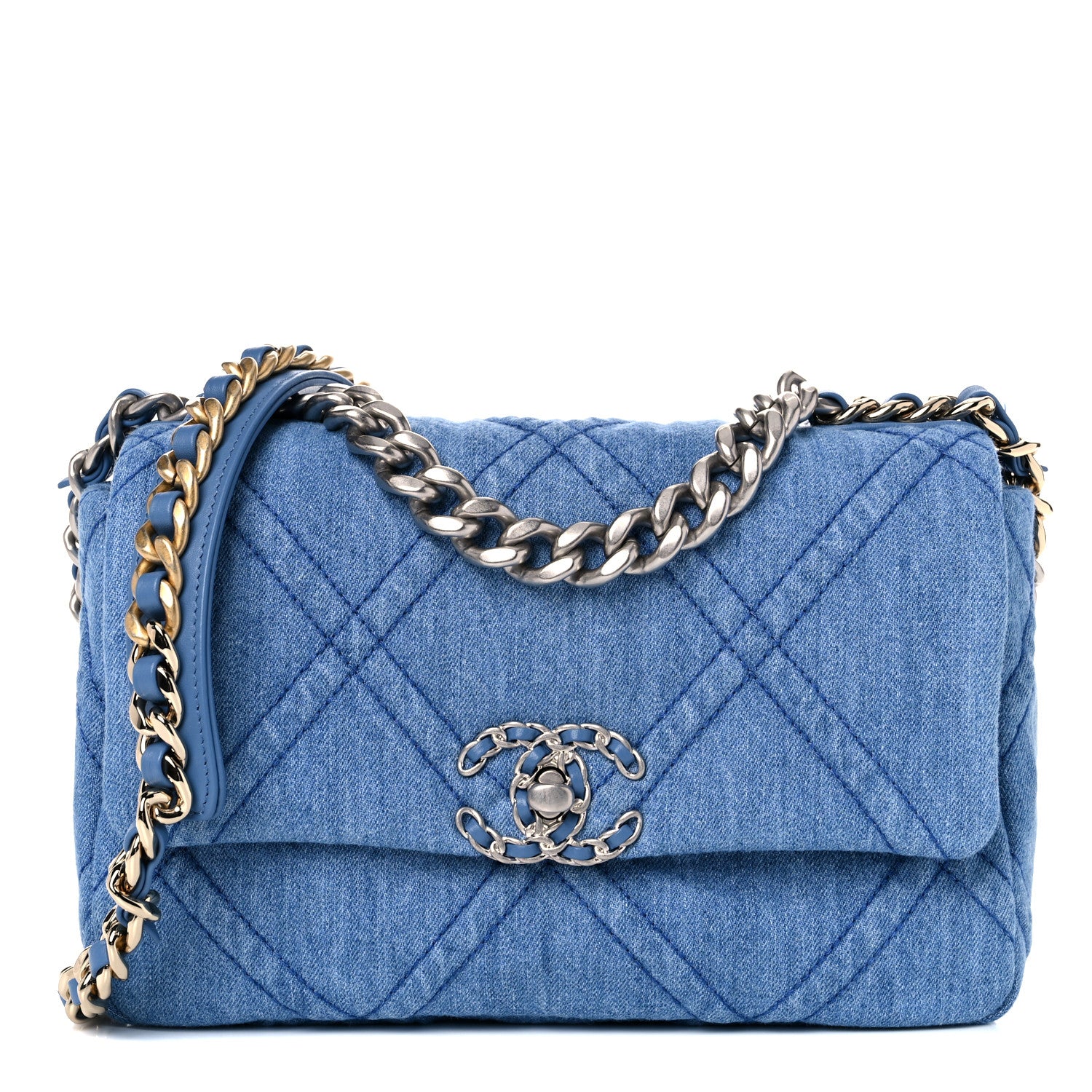 Chanel Denim Quilted Medium Chanel 19 Flap Blue 1 of 9