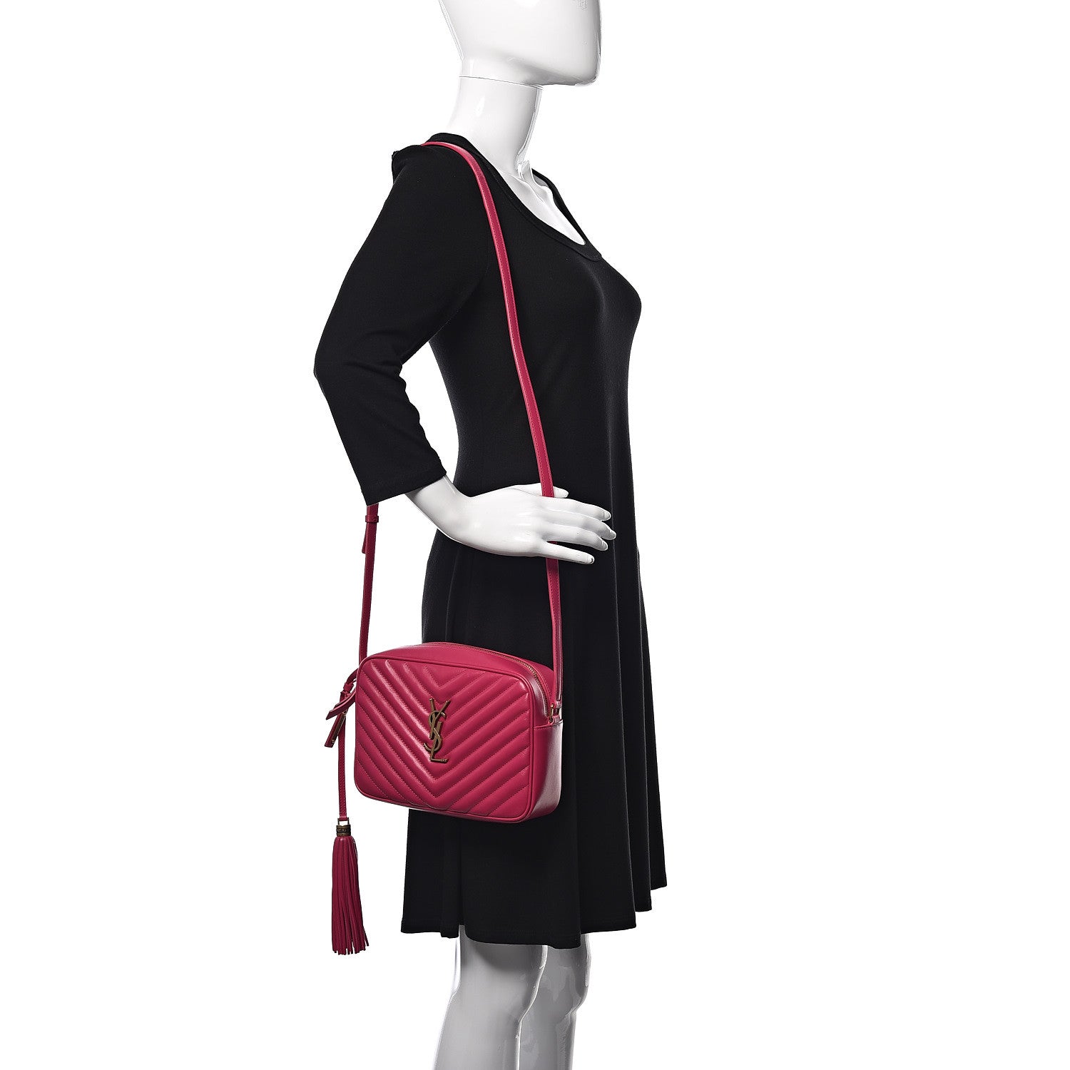 Saint Laurent Calfskin Matelasse Monogram Lou Camera Bag Bright Pink 2 of 9