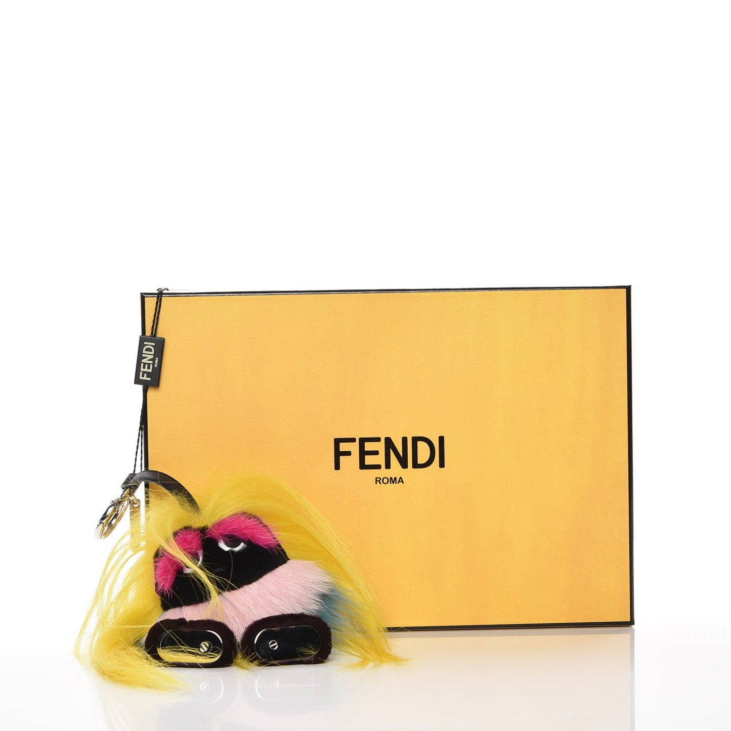 Goat Mink Fox Fur Mum Wonders Bag Charm Yellow Water Multicolor