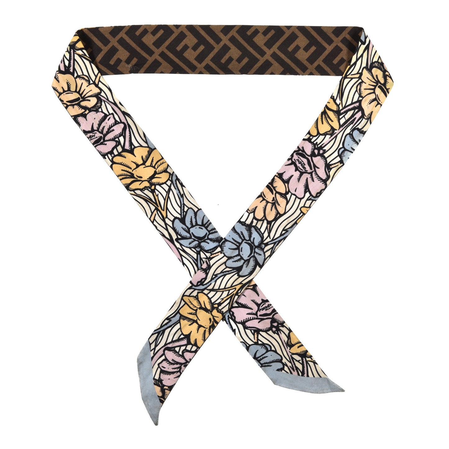 X JOSHUA VIDES Silk FF Floral Wrappy Scarf Multicolor