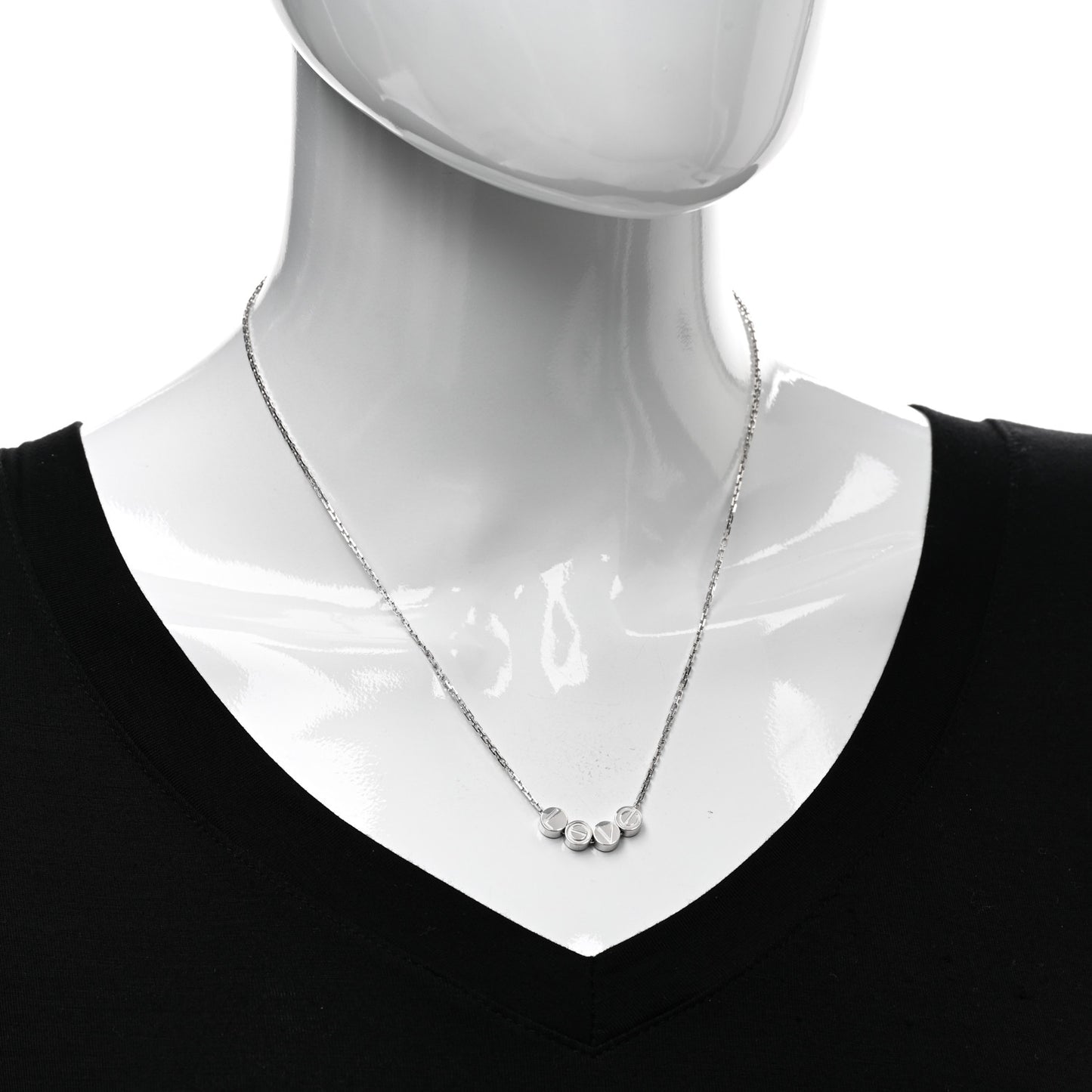 18K White Gold LOVE Slide Pendant Necklace
