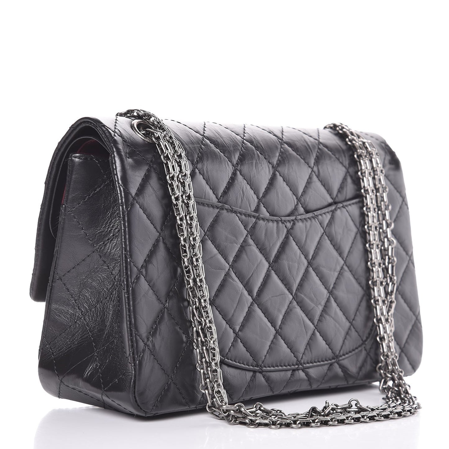 Metallic Aged Calfskin Quilted 2.55 Reissue 226 Flap Black