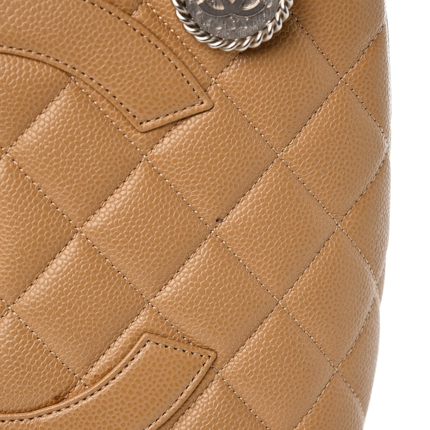 Caviar Quilted Medallion Tote Beige