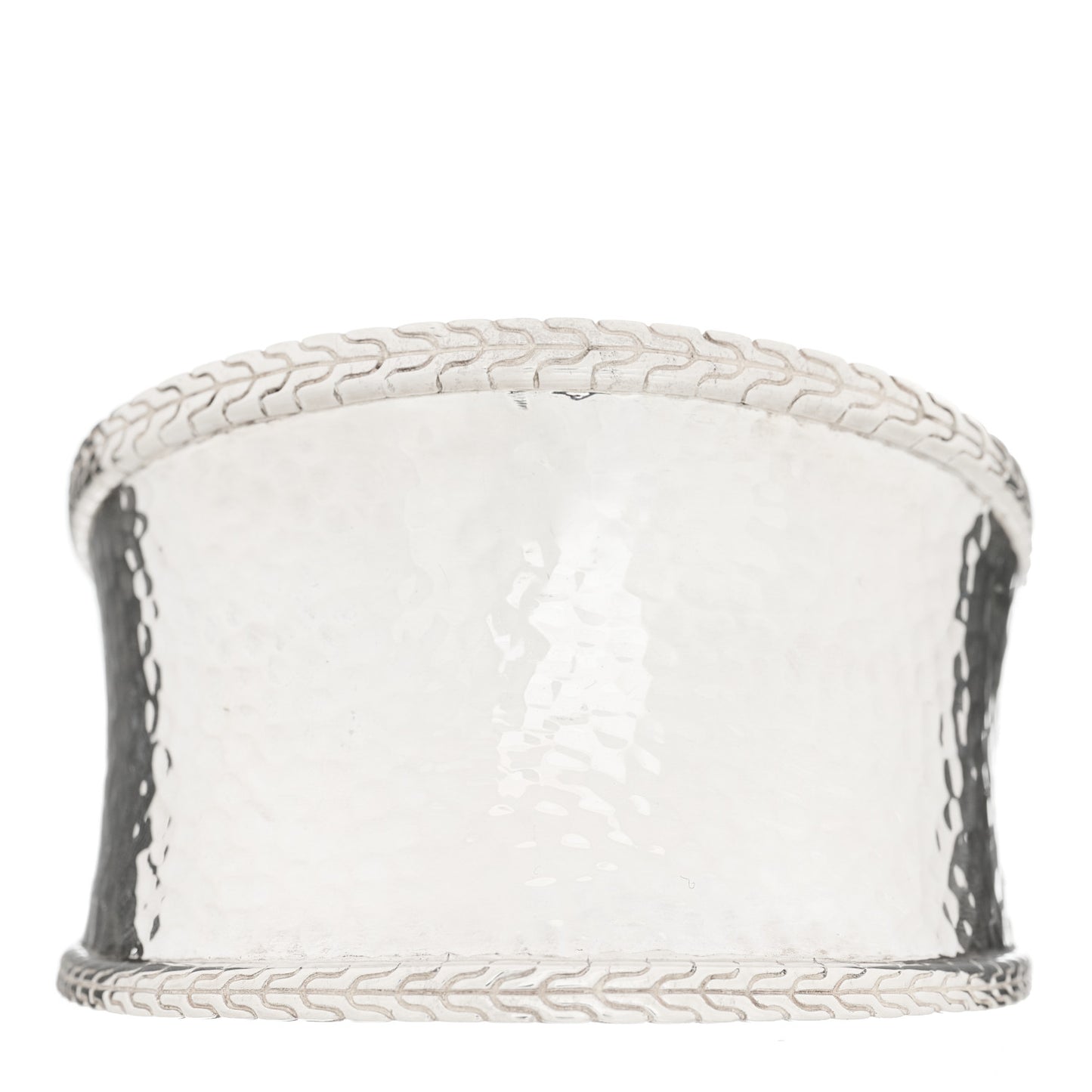Sterling Silver Classic Chain Hammered Cuff Bracelet