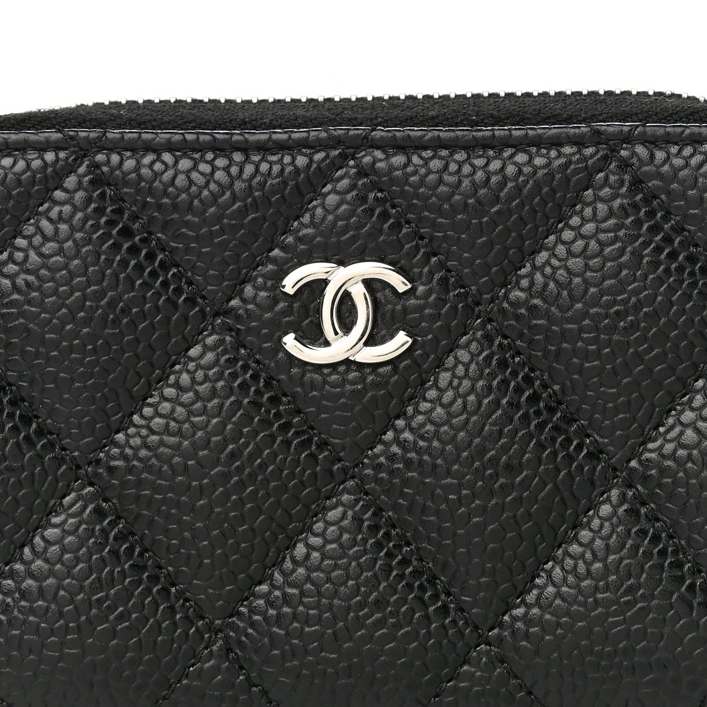 Caviar Quilted Zip Coin Purse Black