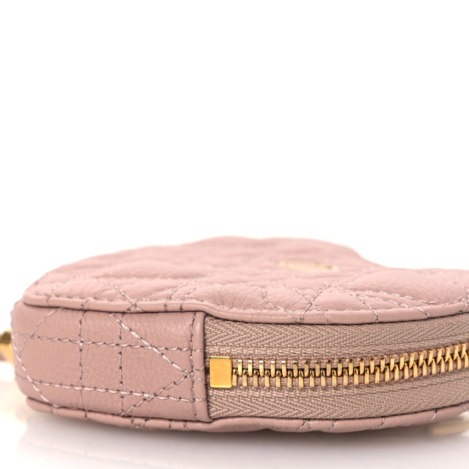 Christian Dior Calfskin Cannage Dioramour Caro Heart Pouch With Chain Rose Des Vents 10 of 12