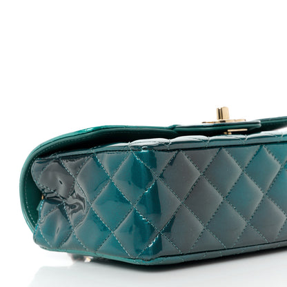 Chanel Shaded Patent Calfskin Quilted Mini Rectangular Flap Green Blue 10 of 13