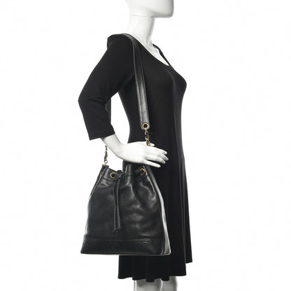 Chanel Caviar CC Drawstring Shoulder Bag Black 2 of 12