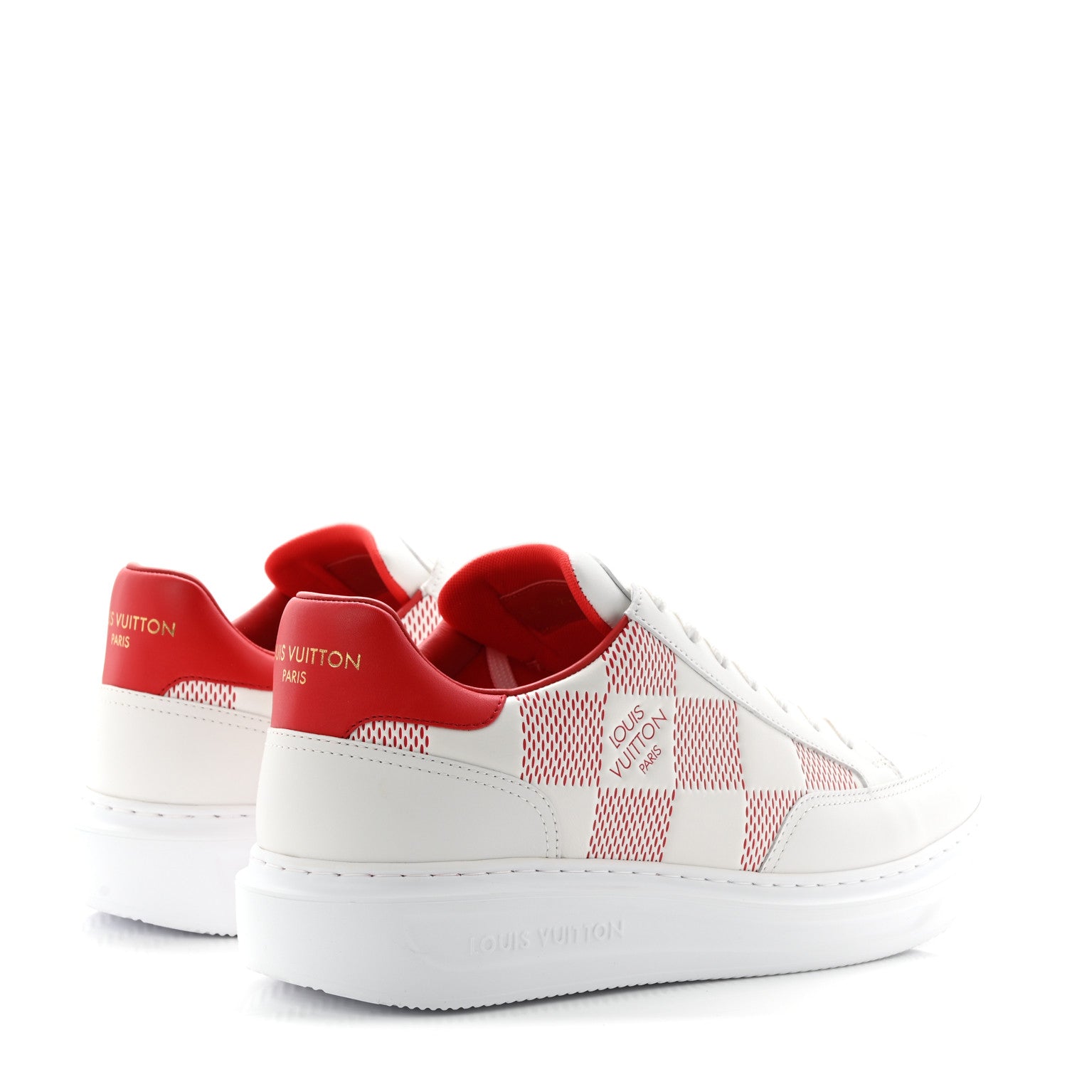 Louis Vuitton Damier Calfskin Mens Beverly Hills Sneakers 9 White Rouge 5 of 9