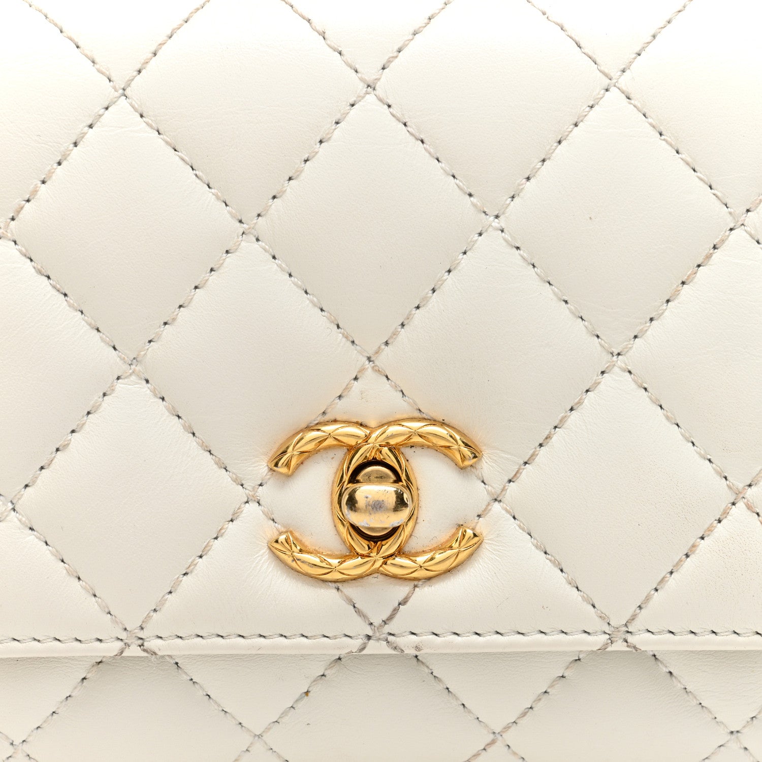 Chanel Shiny Calfskin Quilted Extra Mini Coco Chain Gold Handle Flap White 8 of 10