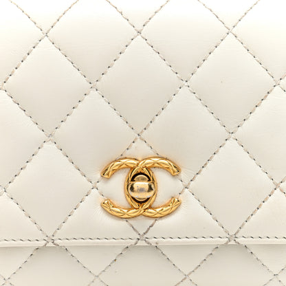Chanel Shiny Calfskin Quilted Extra Mini Coco Chain Gold Handle Flap White 8 of 10
