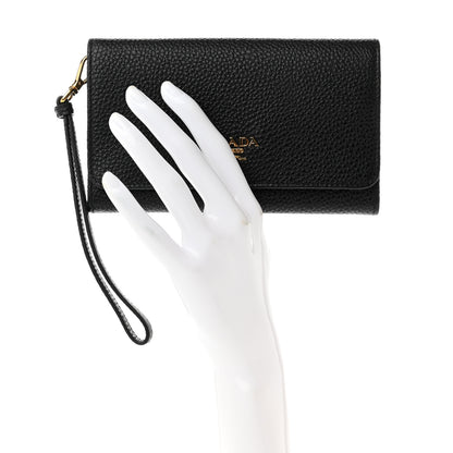 Prada Vitello Grain Wristlet Wallet Black 2 of 7