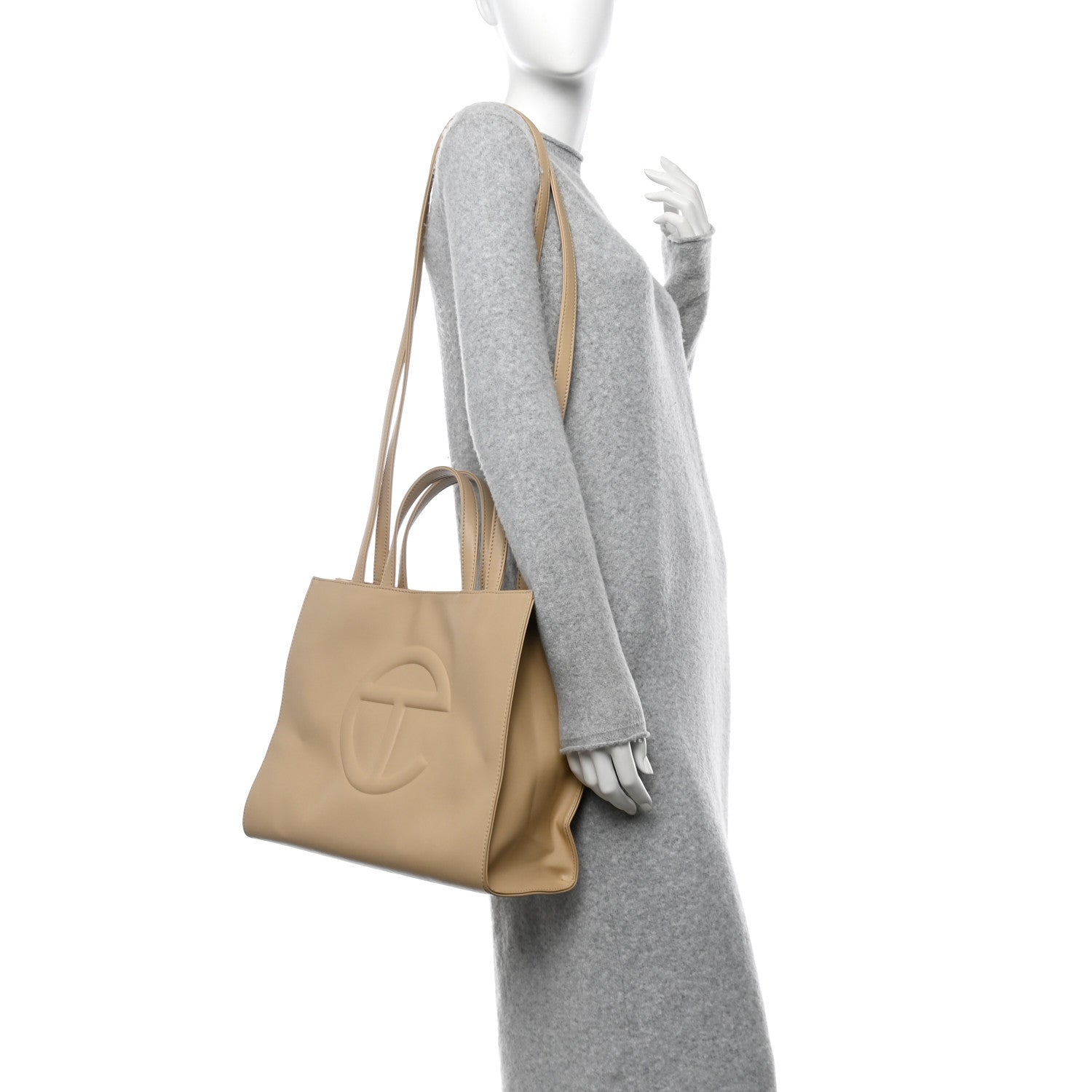 Telfar Vegan Leather Medium Shopping Bag Cream 2 of 15